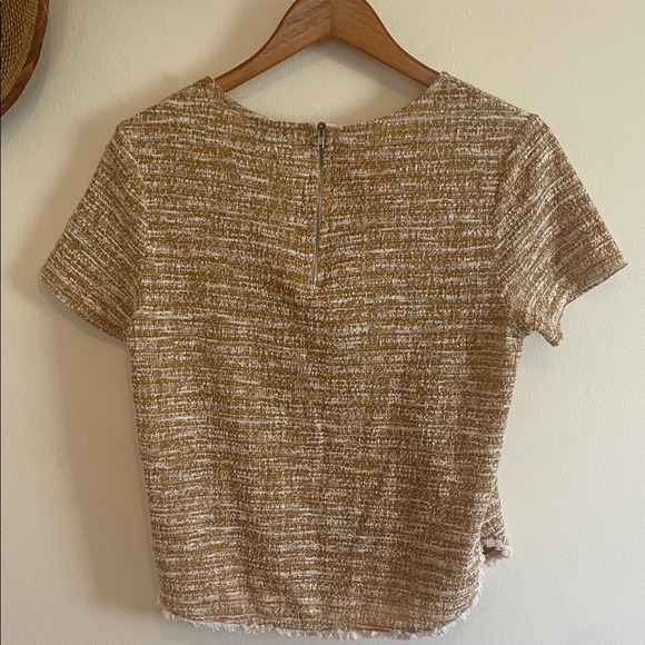 W5 Tan and Cream Short Sleeve Knit Top - Picture 4 of 4